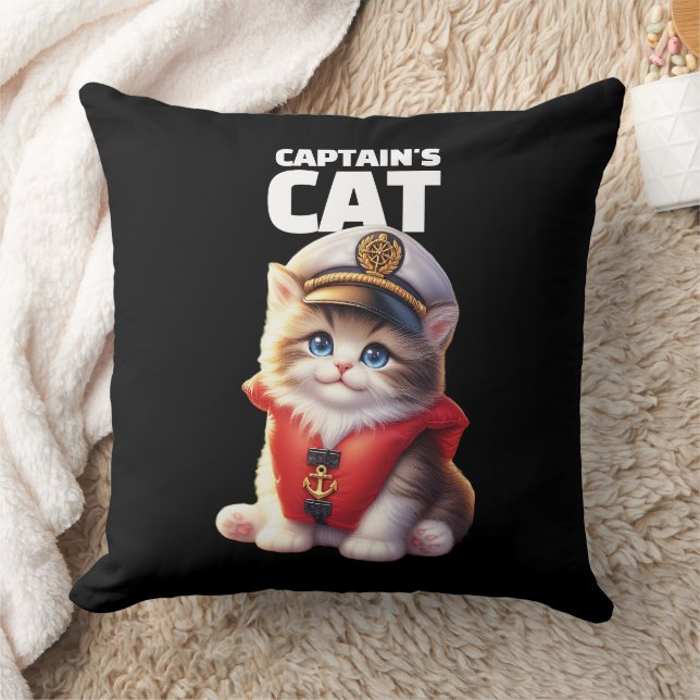 Cojín Decorativo Cute Funny Captain's Cat in a Captain's Hat (Manta)