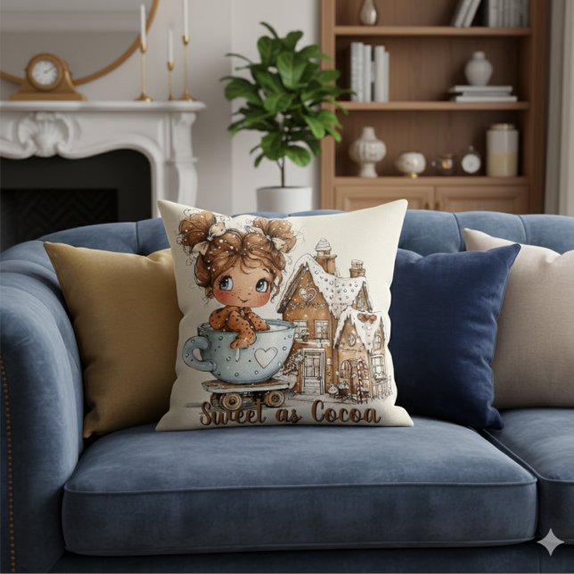 Cojín Decorativo Cute Gingerbread Girl in Teacup Christmas  (Subido por el creador)