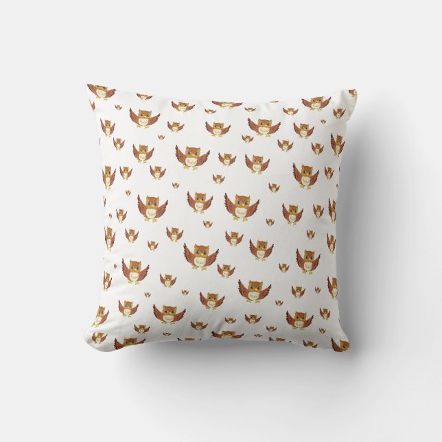 Cojín Decorativo Cute Golden Owl Seamless Pattern (Anverso)