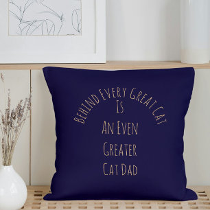 Cojín Decorativo Cute Gran Gato Papá Cita Plantilla Azul De La Mari