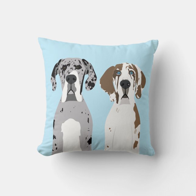 Cojín Decorativo Cute Great Dane Dogs Blue (Anverso)