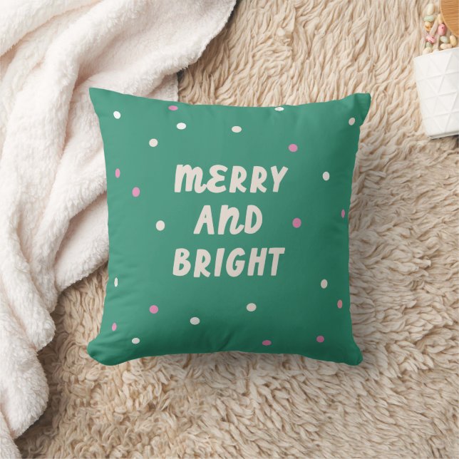 Cojín Decorativo Cute Green Merry & Bright Confetti Christmas  (Manta)