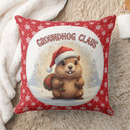 Cojín Decorativo Cute Groundhog Claus Funny Groundhog Christmas