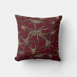 Cojín Decorativo Cute Halloween Spiders on Blood Red