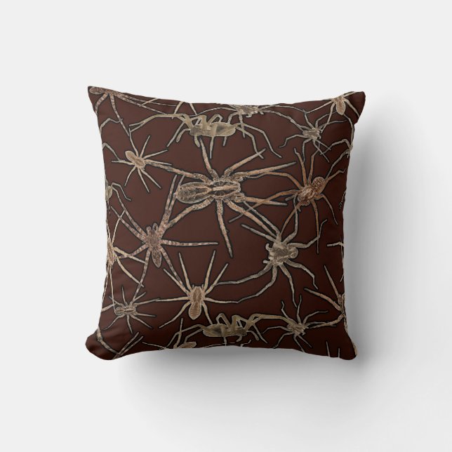 Cojín Decorativo Cute Halloween Spiders on Chocolate Brown (Anverso)