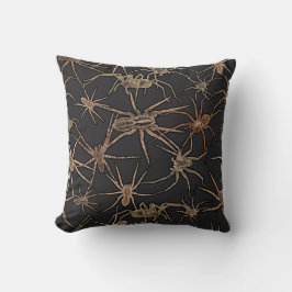 Cojín Decorativo Cute Halloween Spiders on Midnight Black