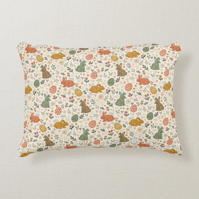Cojín Decorativo Cute Hand Drawn Spring Bunnies Accent Pillow (Anverso)