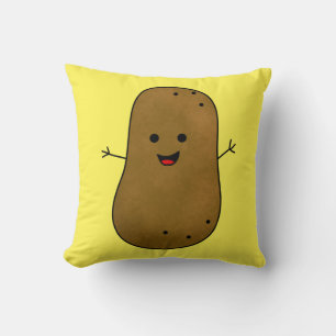 Cojín Decorativo Cute Happy Potato, fondo amarillo