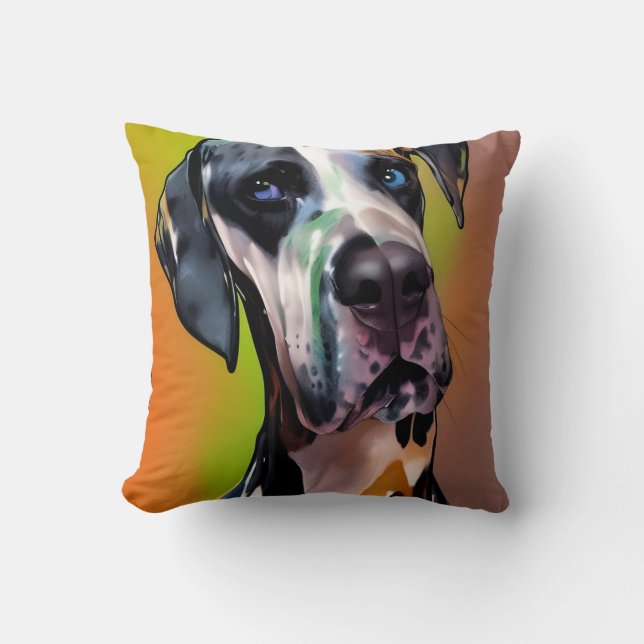 Cojín Decorativo Cute Harlequin Great Dane (Anverso)