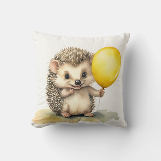 Cojín Decorativo Cute Hedgehog Balloon Sexo Neutral Personalizado (Anverso)