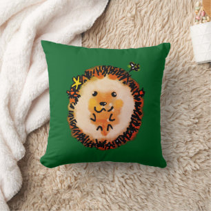 Cojín Decorativo Cute Hedgehog en hojas de otoño