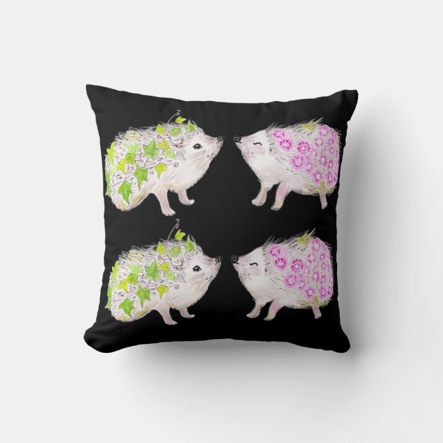 Cojín Decorativo Cute Hedgehogs Throw Pillow (Anverso)