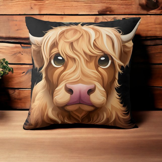 Cojín Decorativo Cute Highland Cow (Subido por el creador)