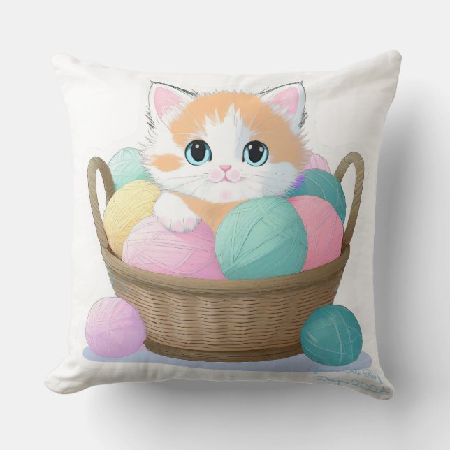 Cojín Decorativo Cute kawaii cat (Anverso)