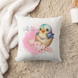 Cojín Decorativo Cute Kawaii Egg Bird Elegant Floral Baby Shower