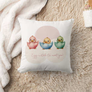 Cojín Decorativo Cute Kawaii Egg Birds Pastel de Baby Shower de col