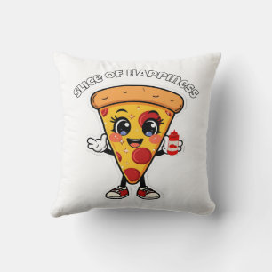 Cojín Decorativo Cute Kawaii Pizza Throw Pillow – Adorable Cartoon 
