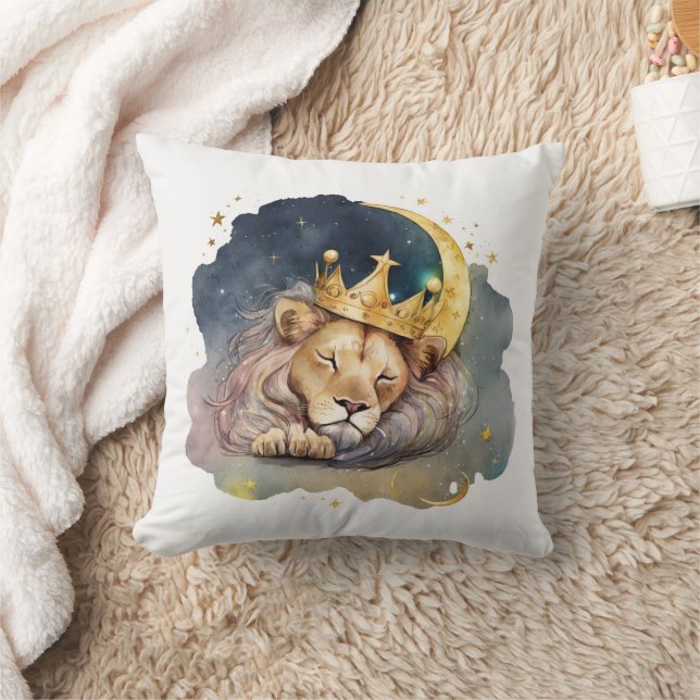 Cojín Decorativo Cute  king Lion Sleeping On The Moon               (Manta)