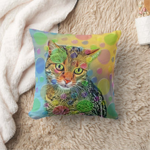 Cojín Decorativo Cute kitten - abstracto - pintura colorida
