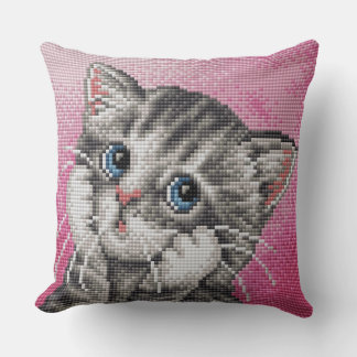 Cojín Decorativo Cute Kitten Cross Stitch Throw Pillow