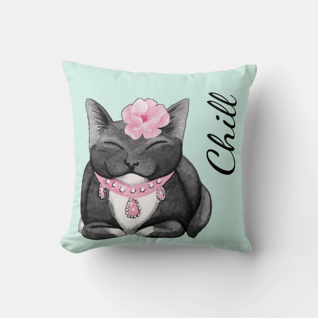 Cojín decorativo Cute Kitty Chill (Anverso)