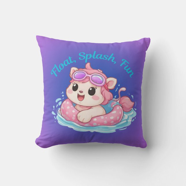 Cojín Decorativo Cute Kitty Swimmer Design Throw Pillow (Anverso)