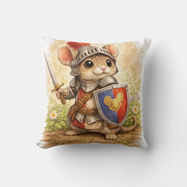 Cojín Decorativo Cute Knight Mouse Kawaii Fantasy Animal Brave Litt (Anverso)