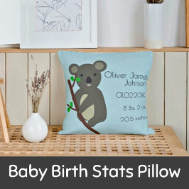 Cojín Decorativo Cute Koala Blue Baby Stats