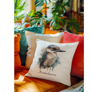 Cojín Decorativo Cute Kookaburra en una sucursal, personalizado