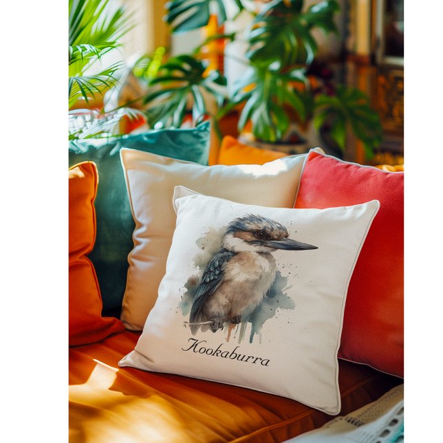 Cojín Decorativo Cute Kookaburra en una sucursal, personalizado (Subido por el creador)