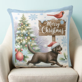 Cojín Decorativo Cute Labrador Recupera Perro de Nochebuena Feliz N