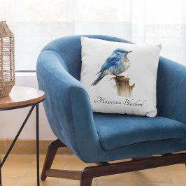 Cojín Decorativo Cute Little Mountain Bluebird Watercolor, personal
