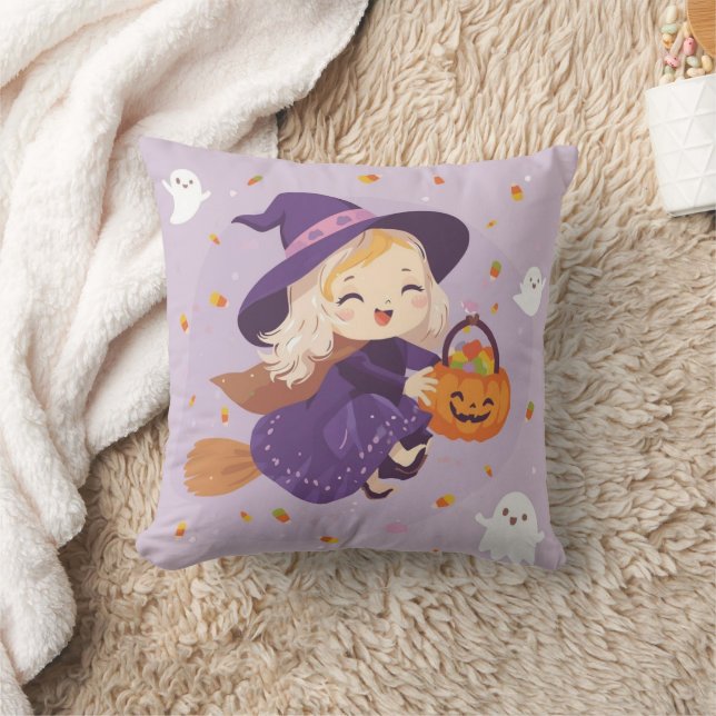 Cojín Decorativo Cute Little Witch Halloween Pillow (Manta)