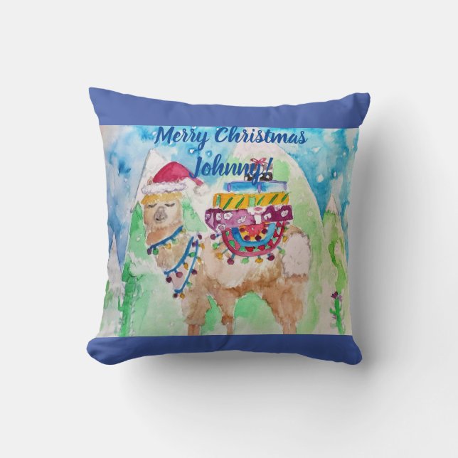 Cojín Decorativo Cute Llama Merry Christmas Boys Cushion (Anverso)