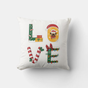 Cojín Decorativo Cute LOVE Cachorro Personalizado Navidad Fiesta