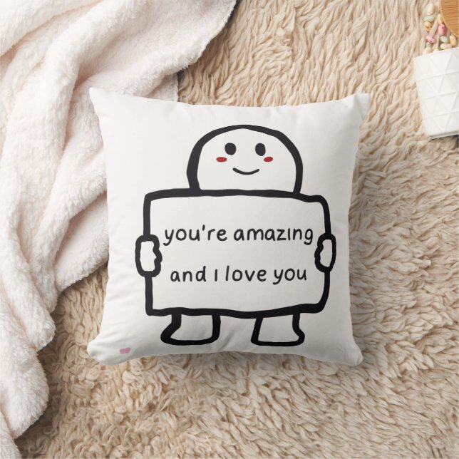 Cojín Decorativo Cute Love Note Character Throw Pillow (Manta)