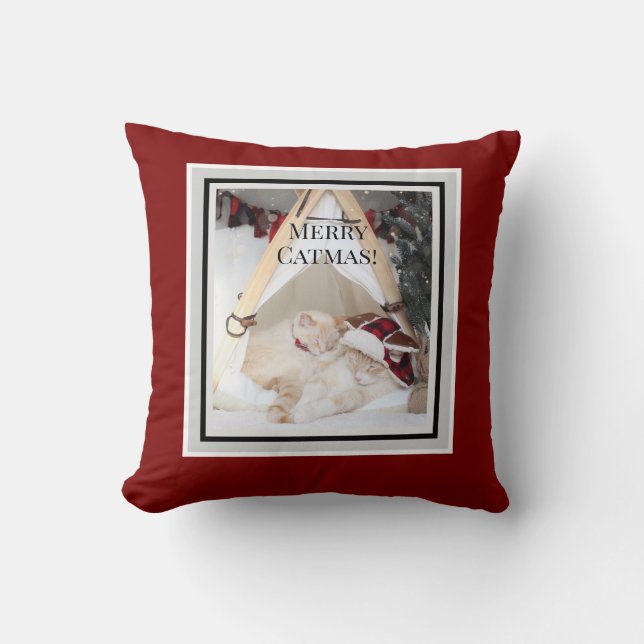 Cojín Decorativo Cute Merry Catmas Navidades de Kitts Durmientes (Anverso)