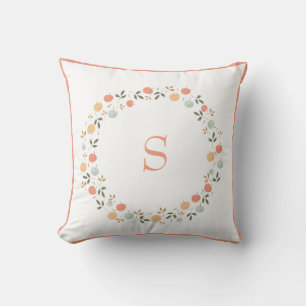 Cojín Decorativo Cute Monograma Acuarela Manzanas Sencilla Vegetaci