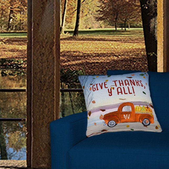 Cojín Decorativo Cute Monograma Naranja de Acción de Gracias Calaba (Subido por el creador)