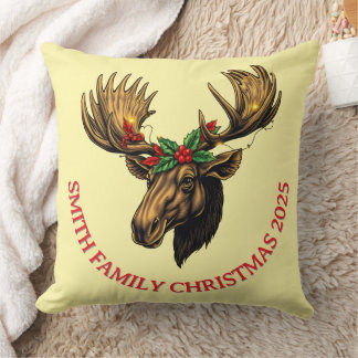 Cojín Decorativo CUTE MOOSE CHRISTMAS DESIGN Throw Pillow
