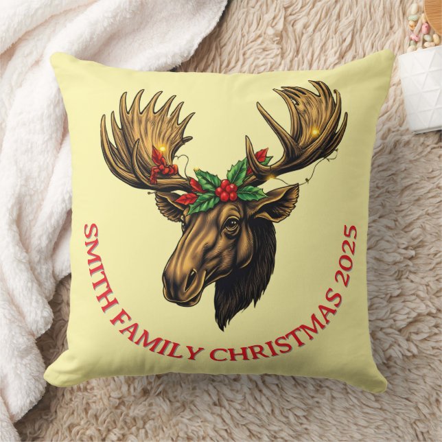Cojín Decorativo CUTE MOOSE CHRISTMAS DESIGN Throw Pillow (Manta)