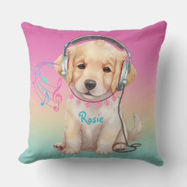 Cojín Decorativo Cute Music Love Golden Retriever Personalizado