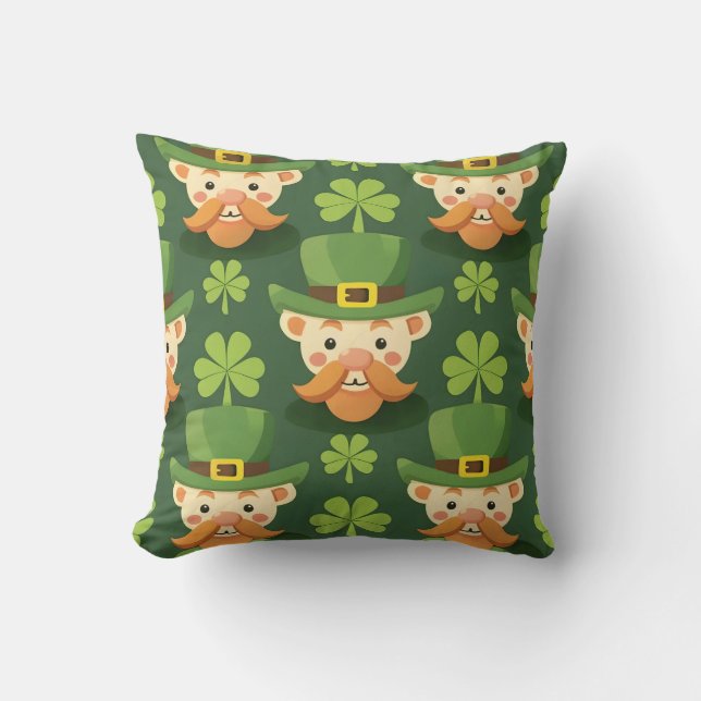 Cojín Decorativo Cute Mustache Leprechaun (Anverso)