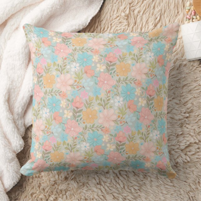 Cojín Decorativo Cute muted pastel floral pattern (Manta)