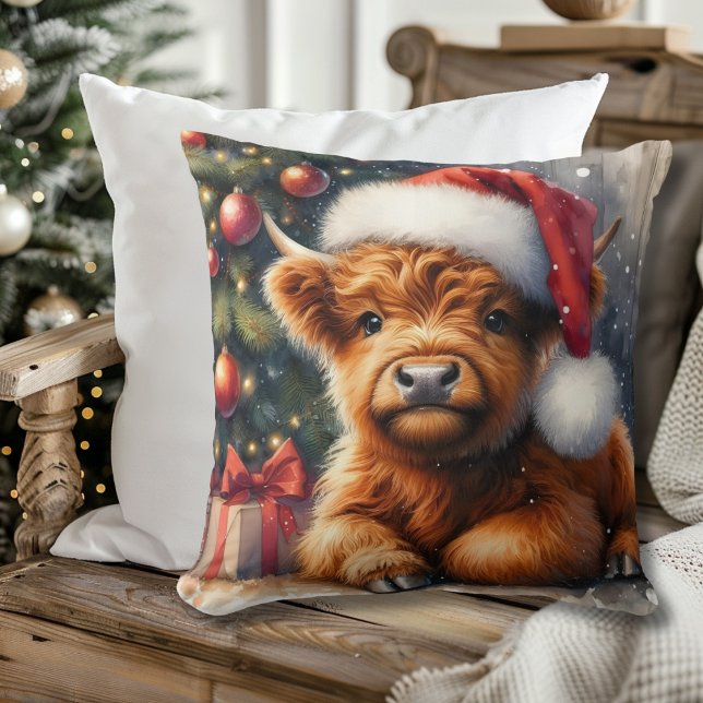 Cojín Decorativo Cute Navidades Highland Cow (Subido por el creador)