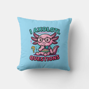 Cojín Decorativo Cute Nerd Axolotl I Axolotl Preguntas Marcas Meme