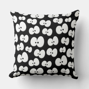 Cojín Decorativo Cute Ojos Espeluznantes Negros y Blancos de Hallow