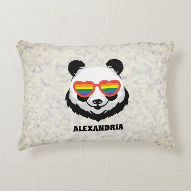 Cojín Decorativo Cute Panda Bear | Arcoiris | LGBTQ (Anverso)
