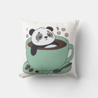 Cojín Decorativo Cute Panda In Coffee Cup Coffee Lover Gift