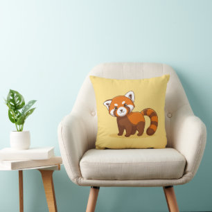 Cojín Decorativo Cute Panda Rojo en Amarillo